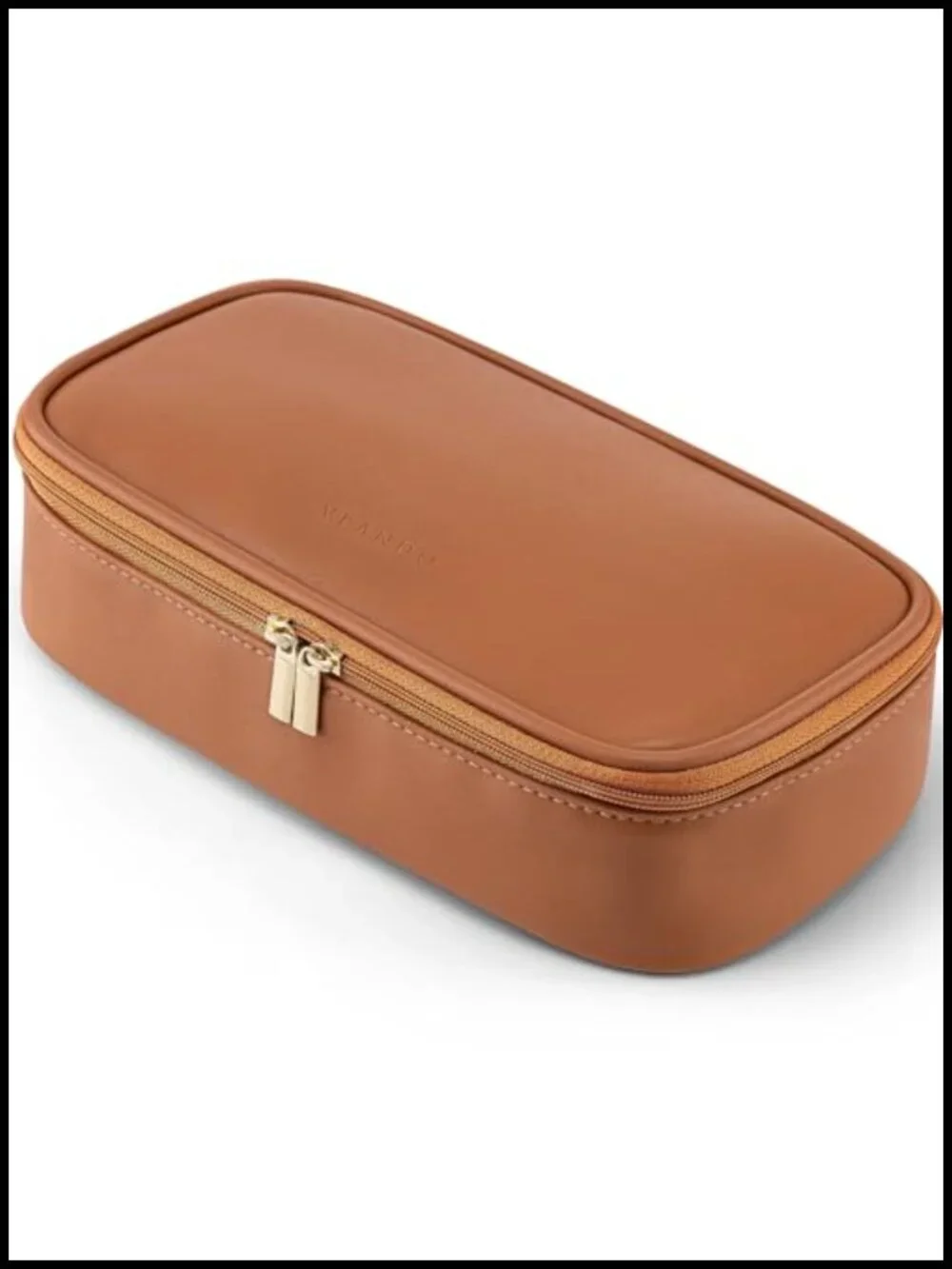 PU Leather Cosmetic Travel Bag with Brush Storage, Waterproof Toiletry